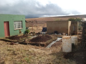 Foundation for the extension on hut