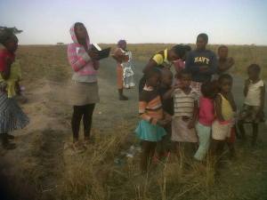 People listening to Phumlani preach in Cibilili