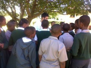 Salvador sharing at Louwsburg Primary School