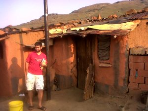 Mkhulu's Home where we meet for discipleship. He is getting electricity.