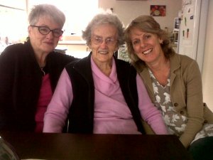 Di with Glenys and her mum Joan, Di's roomie.