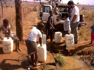 Fetching water from the communal tap