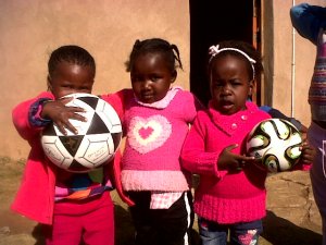 These soccer balls were bought for kid's club by the generosity of a lovely Christian sister in New Zealand
