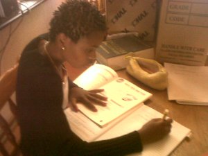 Thoko doing her course work