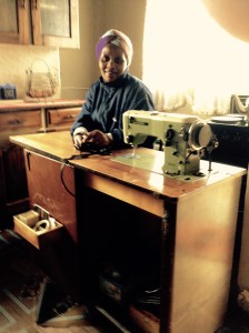 Celani with her new sewing machine