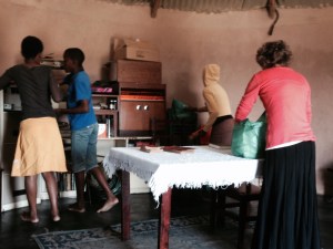 Clearing up after the Church meeting.