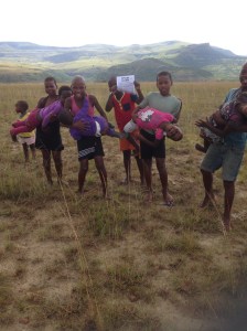 Kid's playing their guitars at KwamaThema where we preached the Gospel