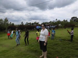Amelia at kids club while kids play.
