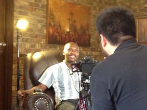 Karabo being interviewed