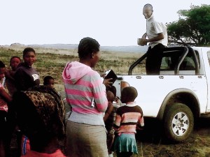 An Old Picture of Phumlani Preaching.